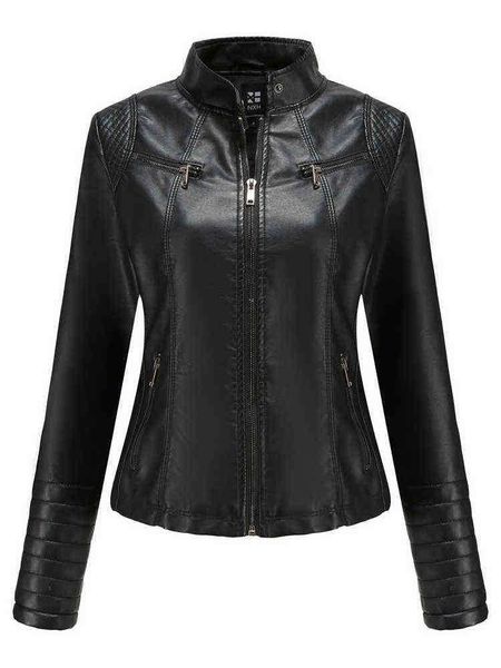ftlzz women spring soft faux leather jacket female o neck long sleeve casual jacket office lady windproof autumn moto rut j220727, Black
ftlzz women spring soft faux leather jacket female o neck long sleeve casual jacket office lady windproof autumn moto rut j220727, Black