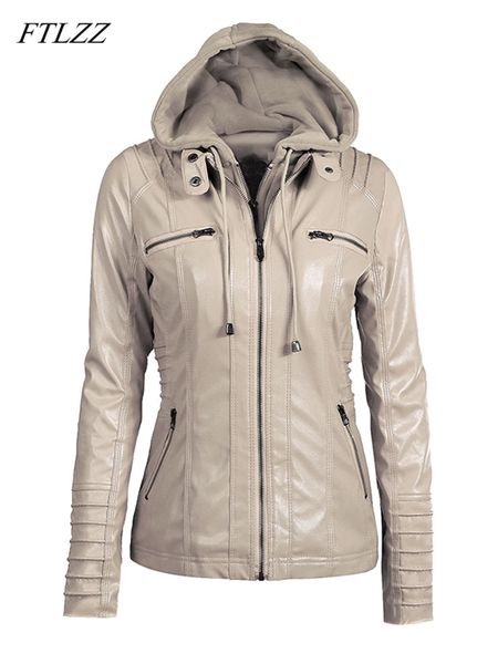 women's leather faux ftlzz 7xl women hooded jacket pu motorcycle hat detachable casual punk outerwear 221116, Black
women's leather faux ftlzz 7xl women hooded jacket pu motorcycle hat detachable casual punk outerwear 221116, Black