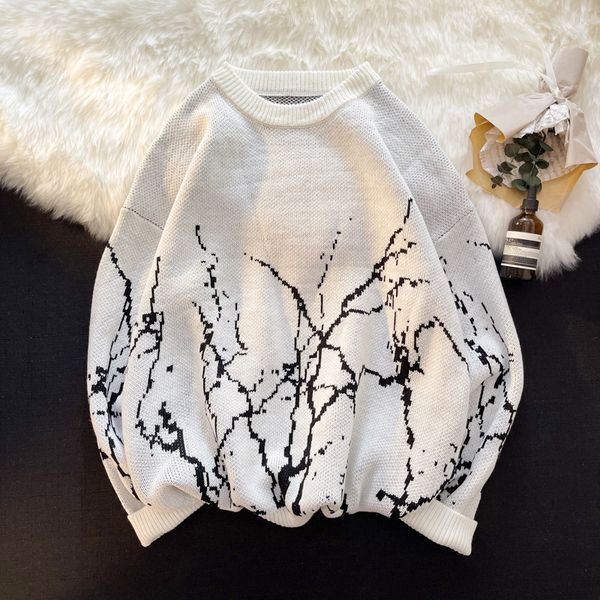 men's sweaters white fashion men's retro round neck pullover harajuku hiphop gothic street knitted sweater men's and women�, White;black
men's sweaters white fashion men's retro round neck pullover harajuku hiphop gothic street knitted sweater men's and women�, White;black