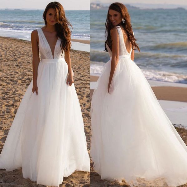 beach tulle v neck wedding dress for women simple ivory sleeveless a-line boho bridal gown backless 2022 flowy vestido de novia, White
beach tulle v neck wedding dress for women simple ivory sleeveless a-line boho bridal gown backless 2022 flowy vestido de novia, White