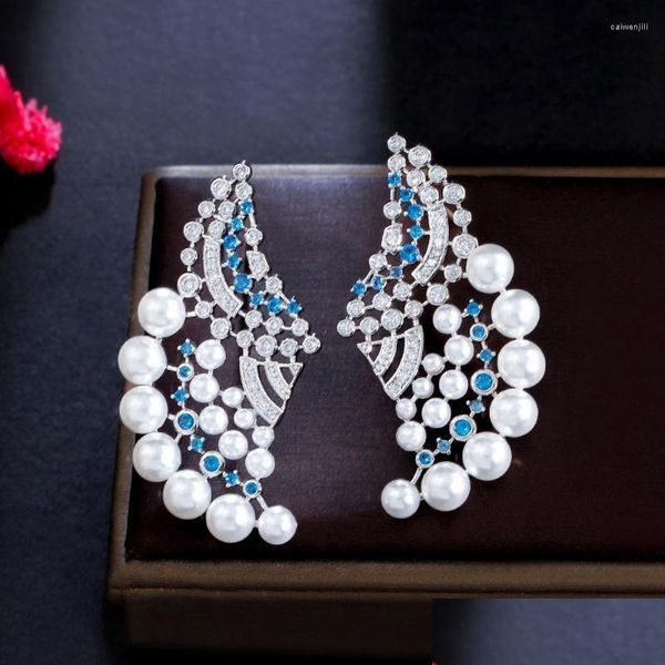 dangle chandelier dangle earrings cwwzircons elegant symmetrical blue cubic zirconia stone geometric big pearl for women trendy da dhwdf, Silver
dangle chandelier dangle earrings cwwzircons elegant symmetrical blue cubic zirconia stone geometric big pearl for women trendy da dhwdf, Silver