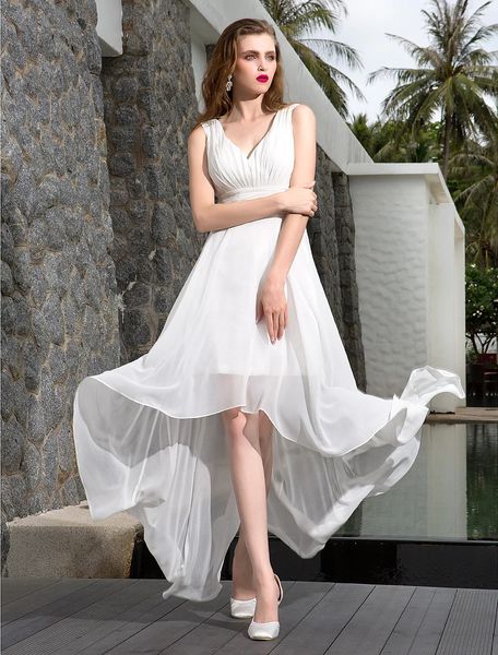 high low chiffon wedding dress v neck asymmetrical beach bridal party gowns for women 2023 vestidos de noiva, White
high low chiffon wedding dress v neck asymmetrical beach bridal party gowns for women 2023 vestidos de noiva, White