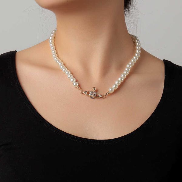 kesstore fashionable simple niche design temperament empress dowager west imitation pearl necklace female diamond saturn pendant, Silver
kesstore fashionable simple niche design temperament empress dowager west imitation pearl necklace female diamond saturn pendant, Silver