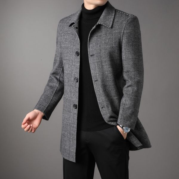 men's wool blends grade blends long single breasted coat 2023 autumn winter men business casual classic wool brand jacket 221116, Black
men's wool blends grade blends long single breasted coat 2023 autumn winter men business casual classic wool brand jacket 221116, Black
