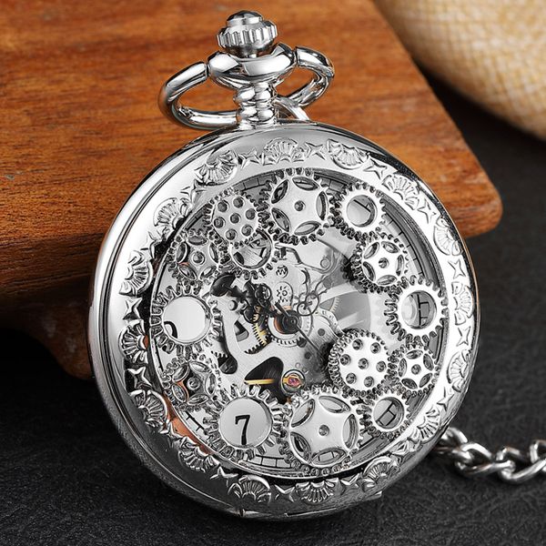pocket watches vintage silver hand wind mechanical men hollow gear double-sided steampunk skeleton fob necklace with chain 221116, Slivery;golden
pocket watches vintage silver hand wind mechanical men hollow gear double-sided steampunk skeleton fob necklace with chain 221116, Slivery;golden