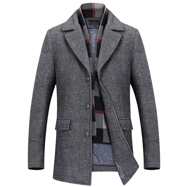 men's wool blends luclesam men's woolen coat stitched scarf collar lapel medium length single breasted autumn and winter casual ma, Black
men's wool blends luclesam men's woolen coat stitched scarf collar lapel medium length single breasted autumn and winter casual ma, Black