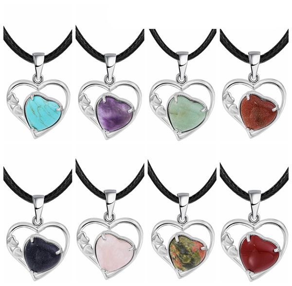 fashion crystal pendant necklace zircon stone hollow heart stone pendants charms women jewelry gift with black rope, Silver
fashion crystal pendant necklace zircon stone hollow heart stone pendants charms women jewelry gift with black rope, Silver
