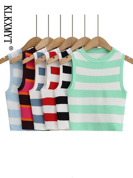 women's vests klkxmyt traf woman fashion stripe soft knit sweater vintage sleeveless o neck female waistcoat chic 221116, Black;white
women's vests klkxmyt traf woman fashion stripe soft knit sweater vintage sleeveless o neck female waistcoat chic 221116, Black;white