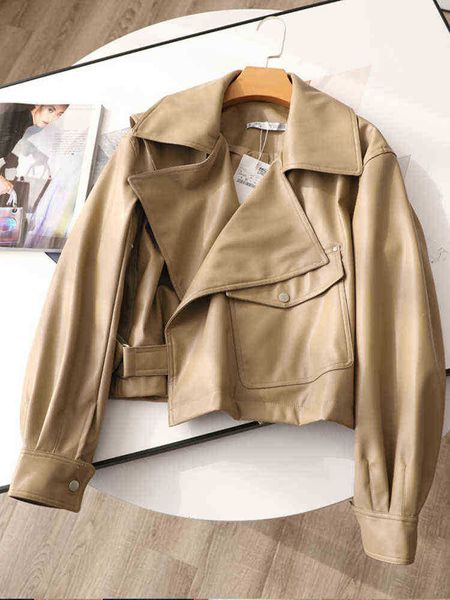 fmfssom 2022 spring loose pu faux leather jacket women khaki long sleeves moto biker pu jacket autumn basic windpoof outfit j220727, Black
fmfssom 2022 spring loose pu faux leather jacket women khaki long sleeves moto biker pu jacket autumn basic windpoof outfit j220727, Black