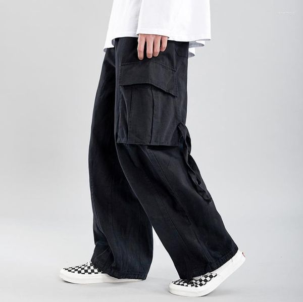men's loose cargo baggy fine grid elastic waist overalls wide feet wear male bottoms plus size xxl, Black
men's loose cargo baggy fine grid elastic waist overalls wide feet wear male bottoms plus size xxl, Black