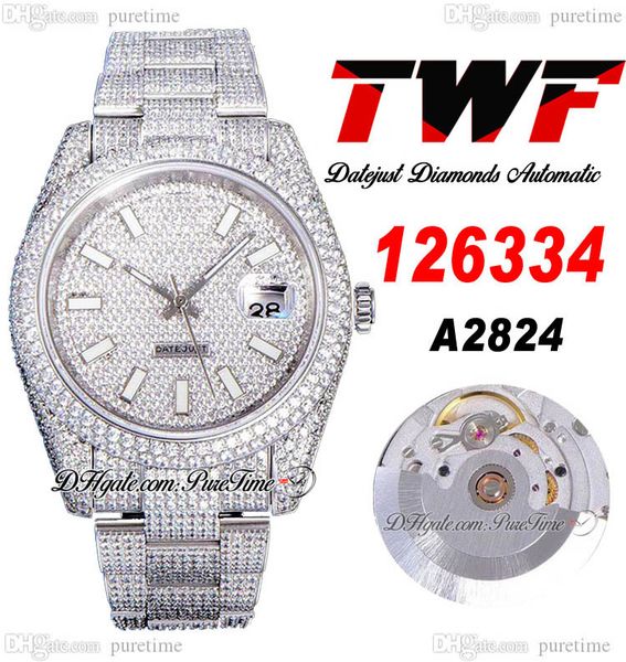 twf v3 full diamonds a2824 automatic mens watch whtie stick paved diamond dial and fully iced out 904l steel bracelet watches puretime e410b, Slivery;brown
twf v3 full diamonds a2824 automatic mens watch whtie stick paved diamond dial and fully iced out 904l steel bracelet watches puretime e410b, Slivery;brown
