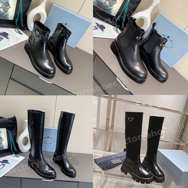 women knee boots designer nylon boot glossy leather ankle booties ladies monolith bootie classic metal triangle logo knight boot, Black
women knee boots designer nylon boot glossy leather ankle booties ladies monolith bootie classic metal triangle logo knight boot, Black