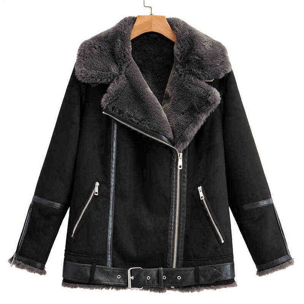 autumn winter women streetwear collar faux leather jacket with belt moto biker fur coat suede outfit j220727, Black
autumn winter women streetwear collar faux leather jacket with belt moto biker fur coat suede outfit j220727, Black