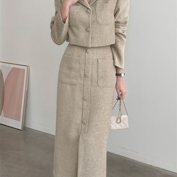 two piece dress qoerlin elegant tweed twopiece skirts and blazer suits stylilsh long sleeve short jacket coat high waist back zipper midi sk, White
two piece dress qoerlin elegant tweed twopiece skirts and blazer suits stylilsh long sleeve short jacket coat high waist back zipper midi sk, White
