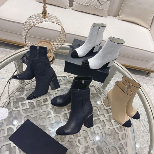 2022 french boots leather patent color matching metal chain thick high heel round head short martin, Black
2022 french boots leather patent color matching metal chain thick high heel round head short martin, Black