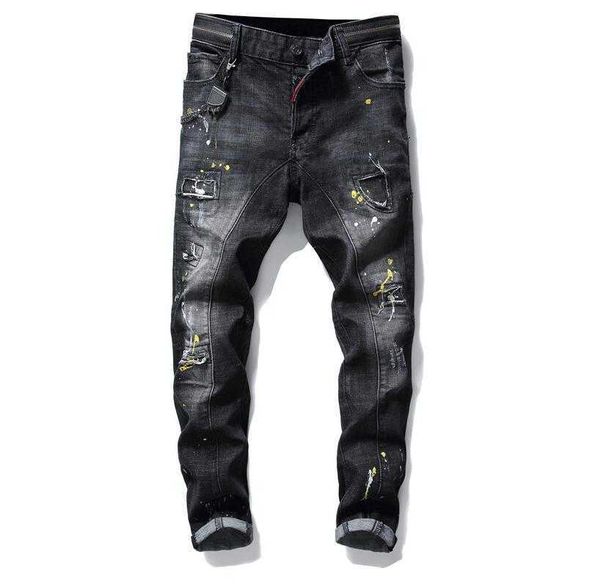 men badge rips stretch black jeans men's fashion slim fit washed motocycle denim pants panelled hip hop trousers zz, Blue
men badge rips stretch black jeans men's fashion slim fit washed motocycle denim pants panelled hip hop trousers zz, Blue