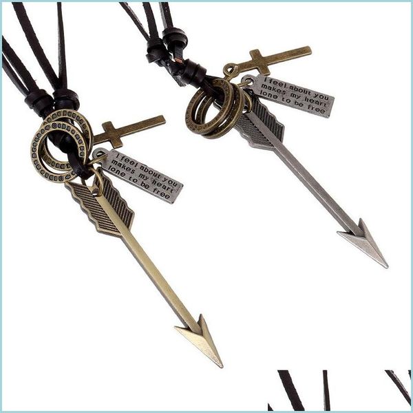 pendant necklaces retro letter id ring charm arrow necklace adjustable leather chain necklaces for women men punk fashion jewelry gi dhc2m, Silver
pendant necklaces retro letter id ring charm arrow necklace adjustable leather chain necklaces for women men punk fashion jewelry gi dhc2m, Silver