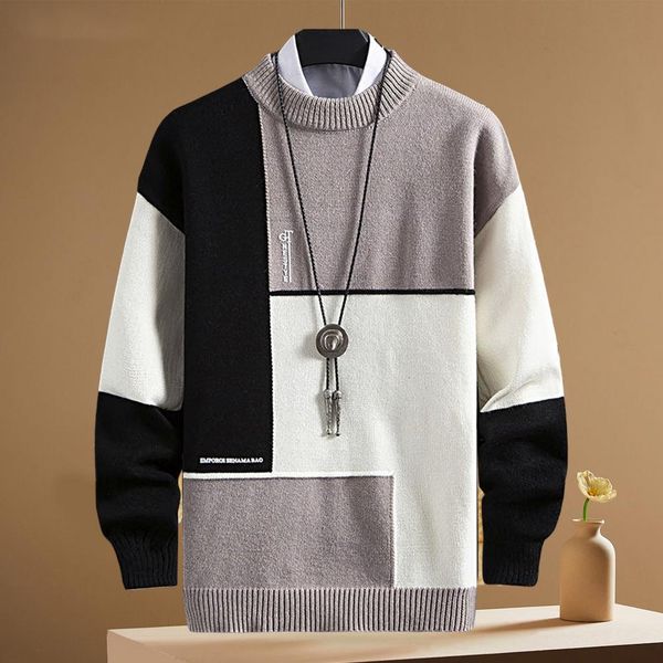men's sweaters men winter sweater knitting long sleeves crew neck contrast color loose warm thick elastic antishrink spring sweater for, White;black
men's sweaters men winter sweater knitting long sleeves crew neck contrast color loose warm thick elastic antishrink spring sweater for, White;black
