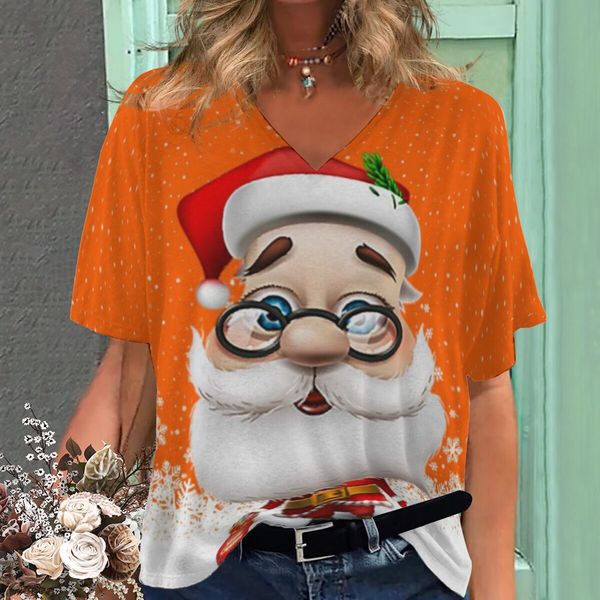 plus size women's christmas new v-neck short-sleeved loose santa claus t-shirt, White
plus size women's christmas new v-neck short-sleeved loose santa claus t-shirt, White