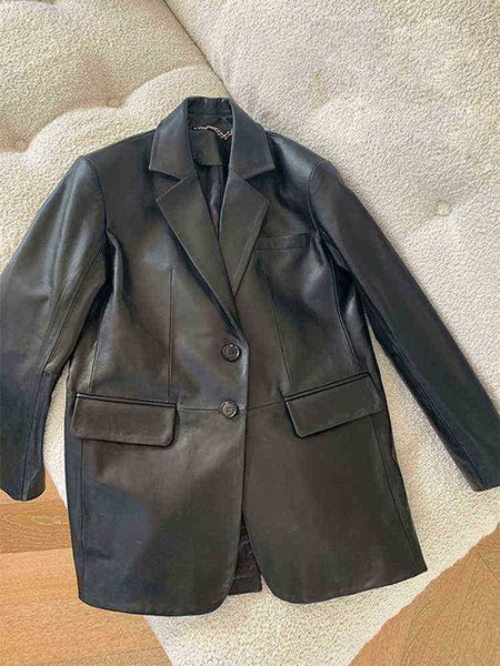 lautaro spring autumn loose fit black soft pu leather jacket blazer women long sleeves single breasted waterproof outerwear 2022 j220727
lautaro spring autumn loose fit black soft pu leather jacket blazer women long sleeves single breasted waterproof outerwear 2022 j220727