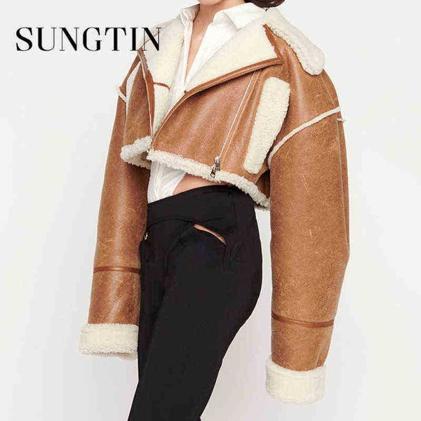 sungtin winter thicken warm lambwool faux leather jacket women lapel fleece jackets jacket female 4 color fashion crop clothing j220727, Black
sungtin winter thicken warm lambwool faux leather jacket women lapel fleece jackets jacket female 4 color fashion crop clothing j220727, Black