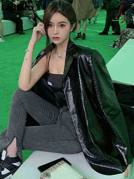 lautaro spring autumn black pink shiny reflective crocodile print pu leather blazers for women single breasted jacket fashion j220727
lautaro spring autumn black pink shiny reflective crocodile print pu leather blazers for women single breasted jacket fashion j220727