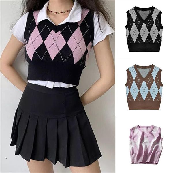 women's vests vintage plaid sweater vest women v-neck sleeveless tank college style knitting pullovers for daily 221116, Black;white
women's vests vintage plaid sweater vest women v-neck sleeveless tank college style knitting pullovers for daily 221116, Black;white