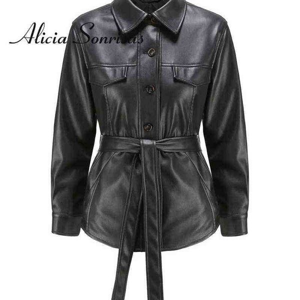 2022 spring women pu leather jacket fashionable singlebreasted black soft leather belted leather jakcet long sleeve biker jacket j220727
2022 spring women pu leather jacket fashionable singlebreasted black soft leather belted leather jakcet long sleeve biker jacket j220727