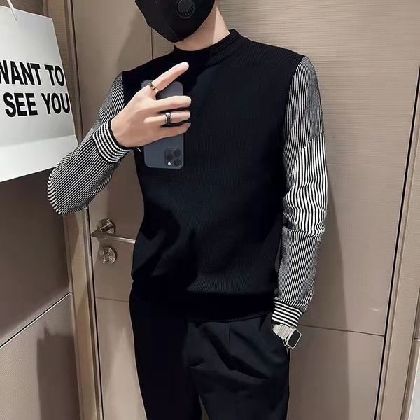 men's sweaters stylish oneck knitted spliced allmatch korean striped sweater men's clothing autumn loose casual pullovers warm 22, White;black
men's sweaters stylish oneck knitted spliced allmatch korean striped sweater men's clothing autumn loose casual pullovers warm 22, White;black