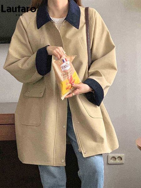 lautaro spring autumn color block trench jacket for women zipper bags cool loose casual mid length luxury designer clothes 2022 j220727, Black
lautaro spring autumn color block trench jacket for women zipper bags cool loose casual mid length luxury designer clothes 2022 j220727, Black