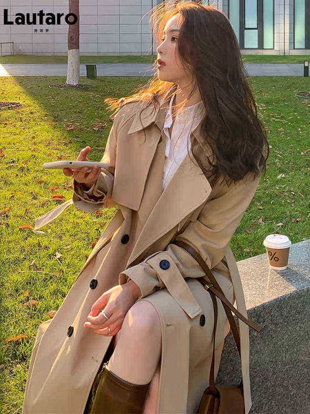 lautaro spring autumn long kaki black trench coat for women raglan sleeves belt double breasted luxury korean style fashion 2022 j220727
lautaro spring autumn long kaki black trench coat for women raglan sleeves belt double breasted luxury korean style fashion 2022 j220727