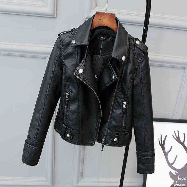 korean version of slim pu leather jacket women 2021 springfall winter new motorcycle leather short jacket j220727, Black
korean version of slim pu leather jacket women 2021 springfall winter new motorcycle leather short jacket j220727, Black