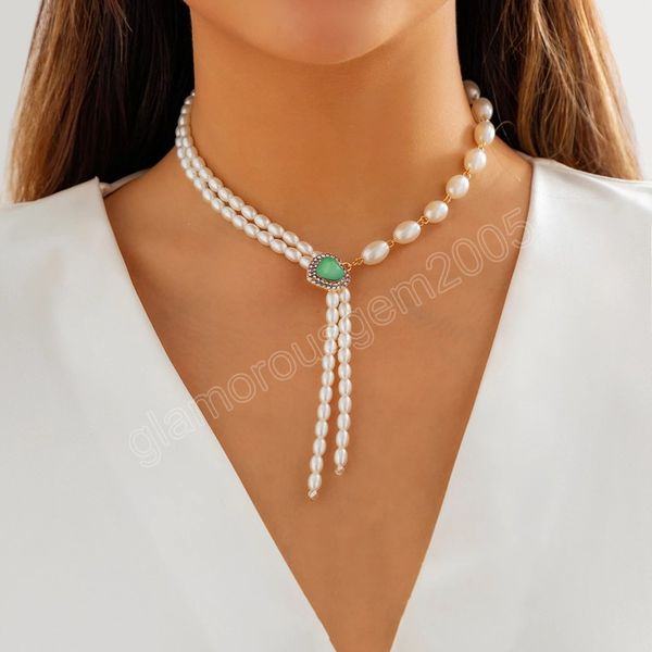 pearl beads chain with heart short choker necklace for women charms long tassels necklace fashion jewelry on th neck collar, Silver
pearl beads chain with heart short choker necklace for women charms long tassels necklace fashion jewelry on th neck collar, Silver