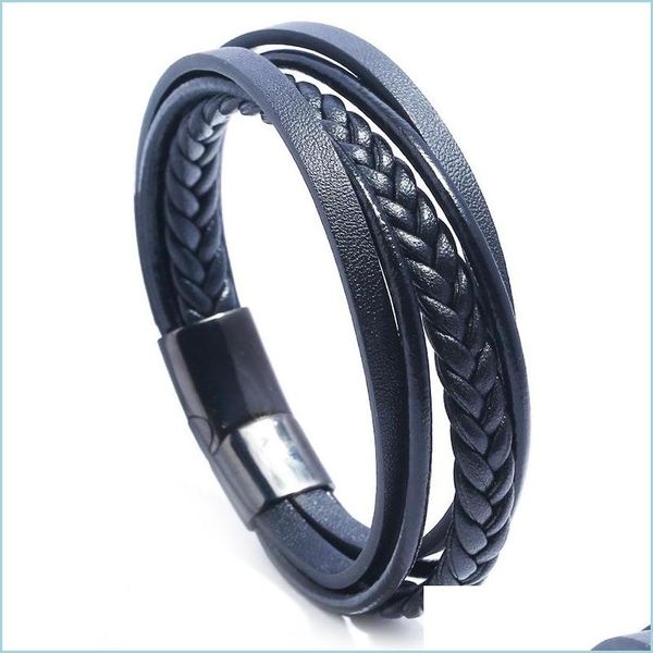 charm bracelets retro mens leather braided bracelet mtilayer stainless steel clasp bracelets fashion jewelry gift drop delivery dhfsx, Golden;silver
charm bracelets retro mens leather braided bracelet mtilayer stainless steel clasp bracelets fashion jewelry gift drop delivery dhfsx, Golden;silver