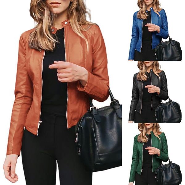 women's leather faux women fashion autumn winter jacket short suit coat outwear clothes 221116, Black
women's leather faux women fashion autumn winter jacket short suit coat outwear clothes 221116, Black