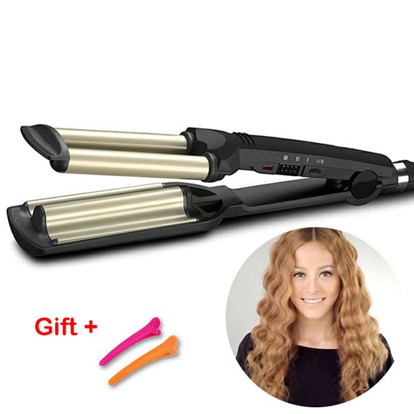 

Curling Irons Hair Crimper Iron Ceramic Crimpers Wavers Curler Wand Fast Heating 3 Barrels Waver Tools Corn Types of 221116, Black