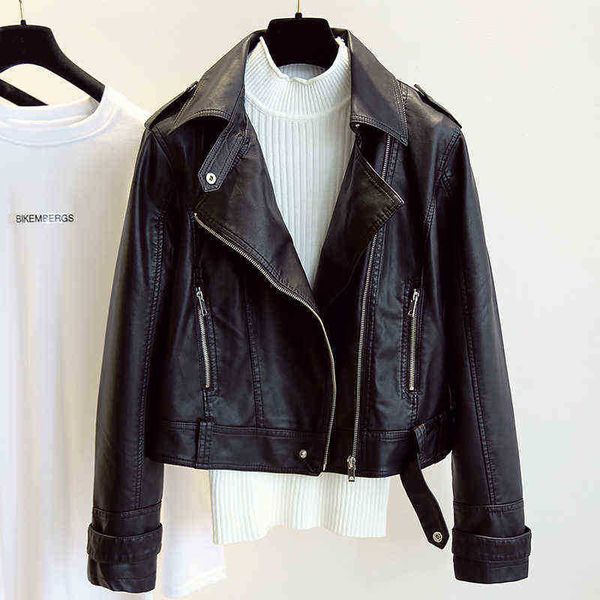 women faux leather jacket spring autumn new lapels long sleeves short biker jacket female clothing streetwear 2022 jaqueta feminina j220727, Black
women faux leather jacket spring autumn new lapels long sleeves short biker jacket female clothing streetwear 2022 jaqueta feminina j220727, Black