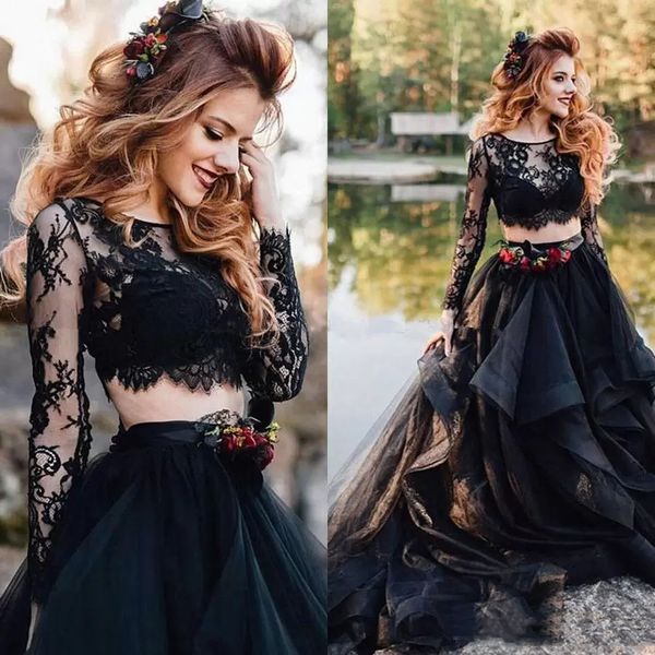 gothic black wedding dress a-line two pieces bridal gowns lace long sleeve organza ruffles tiers skirt boho beach bride dresses vestidos de, White
gothic black wedding dress a-line two pieces bridal gowns lace long sleeve organza ruffles tiers skirt boho beach bride dresses vestidos de, White