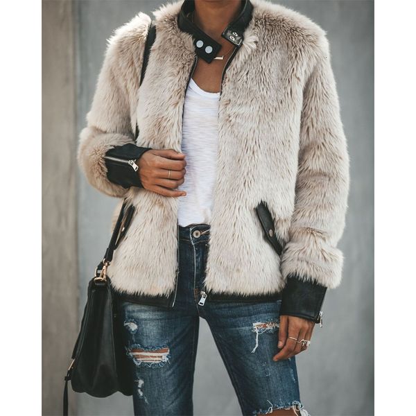 women's fur faux women warm teddy bear fleece leather patchwork pocket long sleeve slim jacket zip up oversize outwear coats 221116, Black
women's fur faux women warm teddy bear fleece leather patchwork pocket long sleeve slim jacket zip up oversize outwear coats 221116, Black