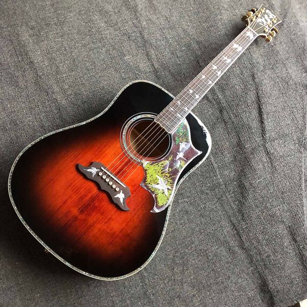 custom acoustic electric guitar 41 inch solid spruce flamed maple back side abalone binding rosewood fingerboard 5pcs maple wood neck dove
custom acoustic electric guitar 41 inch solid spruce flamed maple back side abalone binding rosewood fingerboard 5pcs maple wood neck dove