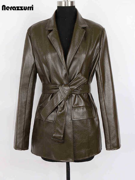 nerazzurri spring autumn soft faux leather blazers for women belt single breasted elegant stylish jacket fashion 4xl 5xl 6xl j220727, Black
nerazzurri spring autumn soft faux leather blazers for women belt single breasted elegant stylish jacket fashion 4xl 5xl 6xl j220727, Black