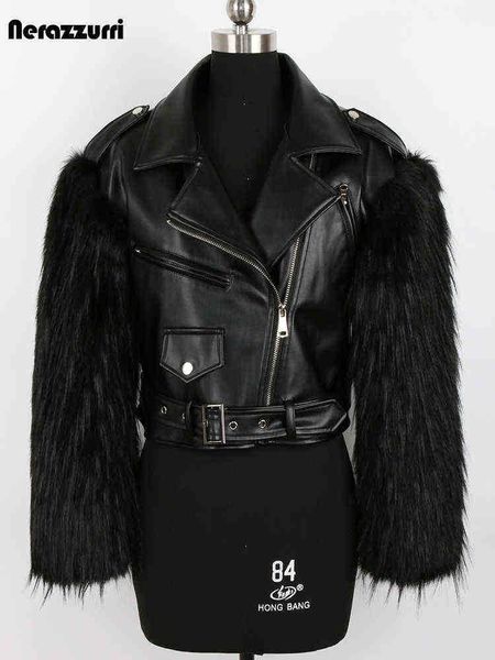 nerazzurri winter thick warm cool short white leather biker jacket with faux fur inside and long sleeves runway designer fashion j220727, Black
nerazzurri winter thick warm cool short white leather biker jacket with faux fur inside and long sleeves runway designer fashion j220727, Black
