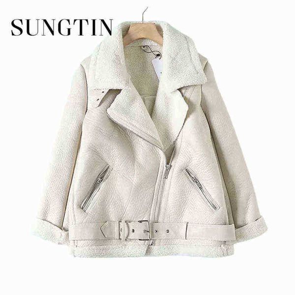 sungtin winter thicken warm faux leather jacket women belt lamb wool loose faux leather jackets fashion bf style loose jacket j220727, Black
sungtin winter thicken warm faux leather jacket women belt lamb wool loose faux leather jackets fashion bf style loose jacket j220727, Black