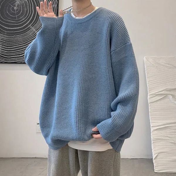 men's sweaters korean fashion autumn solid color streetwear clothes knitted sweater pullovers teens jumpers 221116, White;black
men's sweaters korean fashion autumn solid color streetwear clothes knitted sweater pullovers teens jumpers 221116, White;black