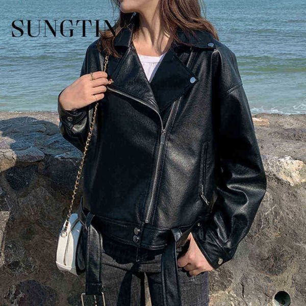 sungtin vintage faux leather jacket lady belt fashion oversized pu leather punk jackets women high street runaway spring autumn j220727, Black
sungtin vintage faux leather jacket lady belt fashion oversized pu leather punk jackets women high street runaway spring autumn j220727, Black