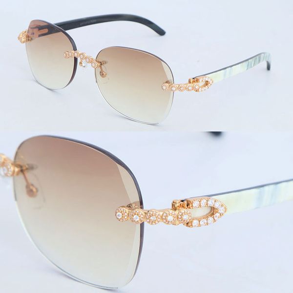 luxury moissanite diamond set rimless sunglasses womans original white inside black buffalo horn men glasses 3524012 design classical model, White;black
luxury moissanite diamond set rimless sunglasses womans original white inside black buffalo horn men glasses 3524012 design classical model, White;black