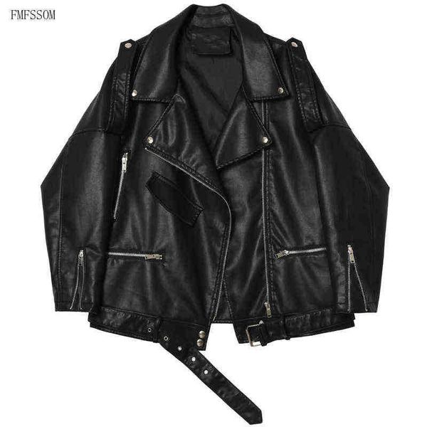 fmfssom spring autumn faux soft leather loose jacket women lapel zipper pu leather jacket moto bike outfit chic female with belt j220727, Black
fmfssom spring autumn faux soft leather loose jacket women lapel zipper pu leather jacket moto bike outfit chic female with belt j220727, Black