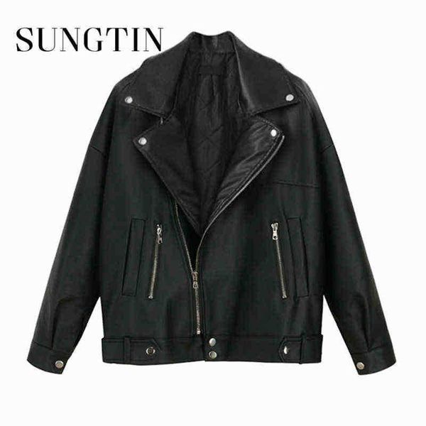 sungtin korean black lapel pu leather jacket women high street motorcycle female faux leather jacket fashion zipper biker outfit j220727
sungtin korean black lapel pu leather jacket women high street motorcycle female faux leather jacket fashion zipper biker outfit j220727