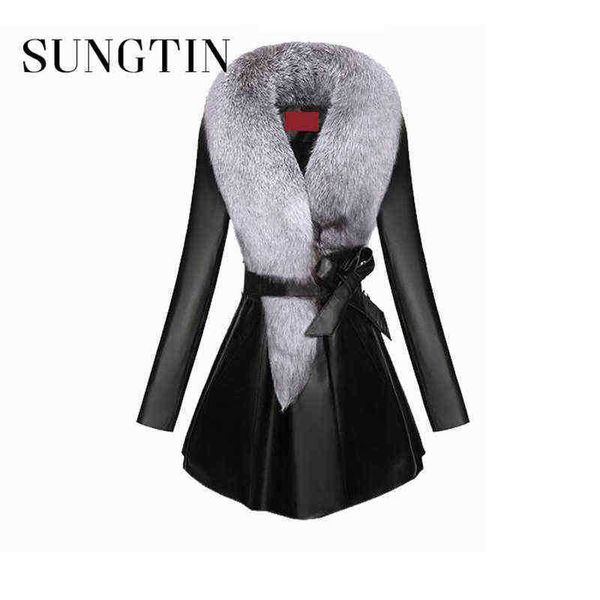 sungtin y2k 8xl faux fur collar detachable pu leather jacket women thicken fashion long trench coats female j220727, Black
sungtin y2k 8xl faux fur collar detachable pu leather jacket women thicken fashion long trench coats female j220727, Black