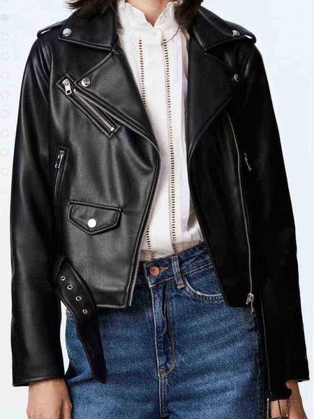 womens leather jacket autumn winter streetwear lapels slim short leather jacket woman biker moto pu runner with belt j220727, Black
womens leather jacket autumn winter streetwear lapels slim short leather jacket woman biker moto pu runner with belt j220727, Black